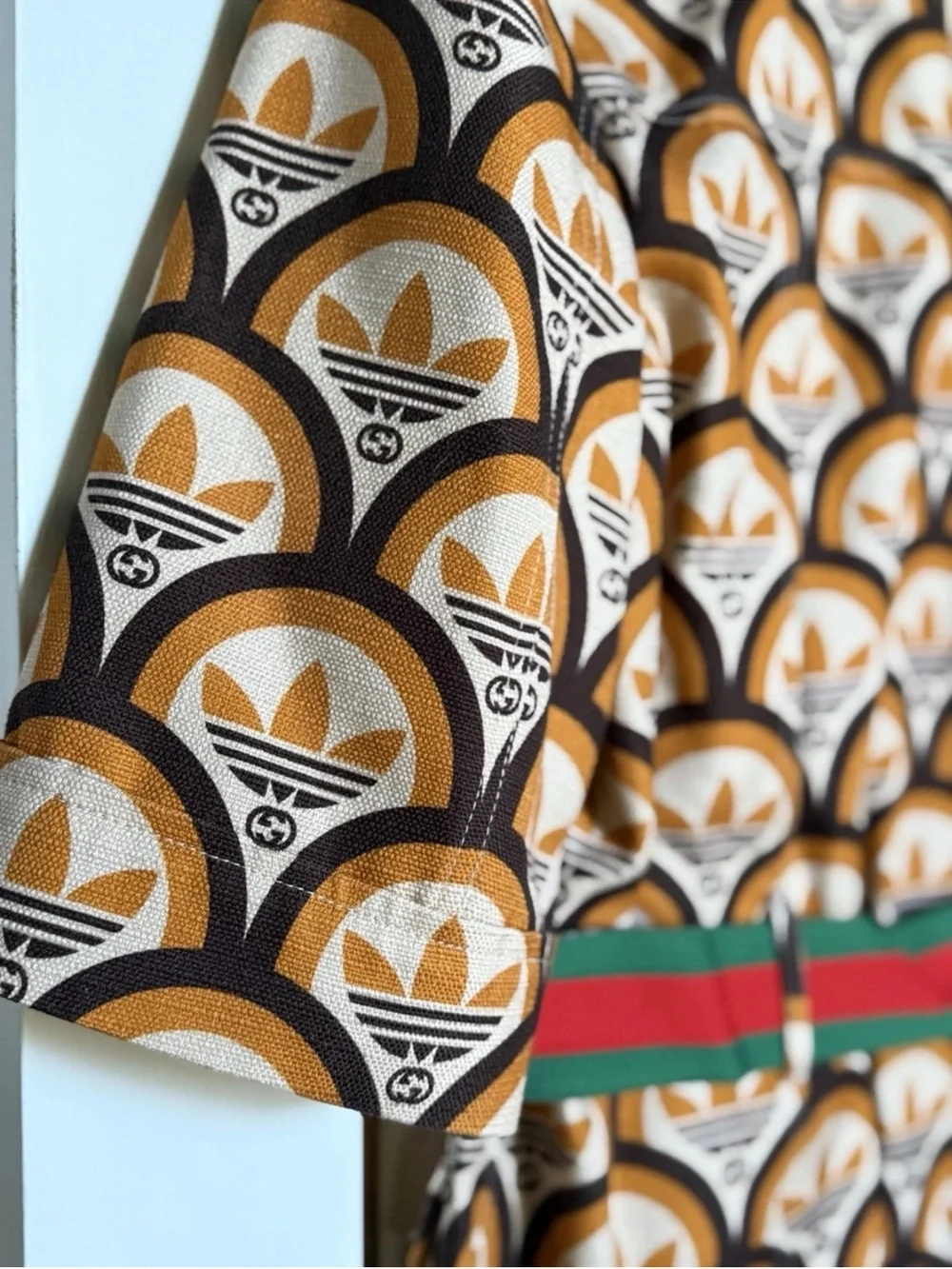 Gucci Orange and Brown Geometric Short-Sleeve Button-Down Shirt